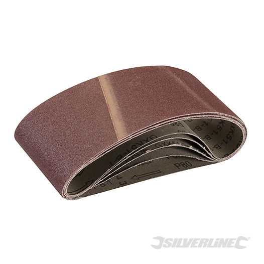 Silverline - Bandes abrasives 75 x 457 mm 5 pcs - Grain 80