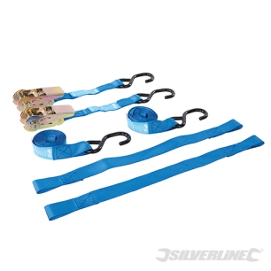 Silverline - Sangles à cliquet pour moto 4 pcs - Testé 350 kg Rupture 700 kg
