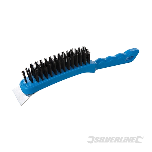 Silverline - Brosse à poils d'acier - 5 rangs et grattoir