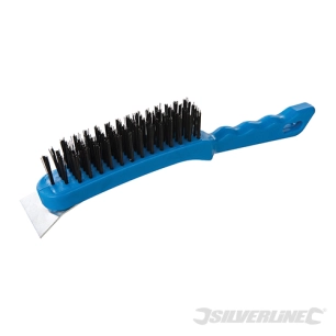 Silverline - Brosse à poils d'acier - 5 rangs et grattoir