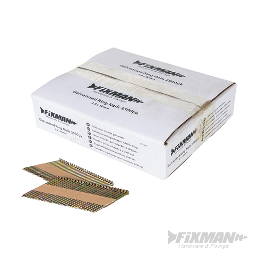 Fixman - Clous annelés galvanisés, 2 500 pcs - 2,9 x 50 mm