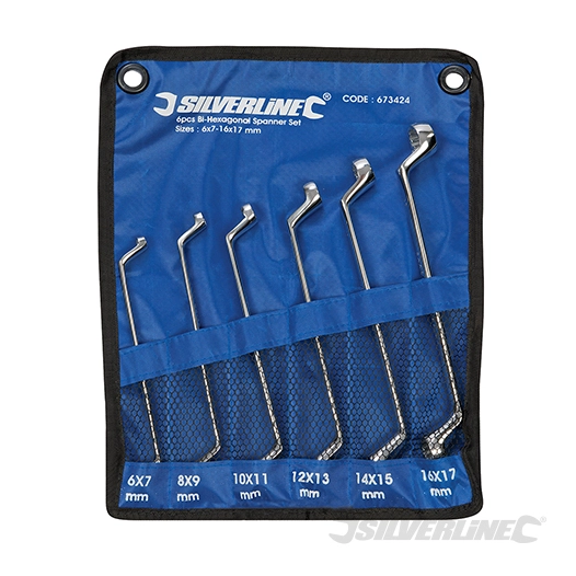 Silverline - Clés à œil doubles bi-coudées, 6 pcs - 6 - 17 mm