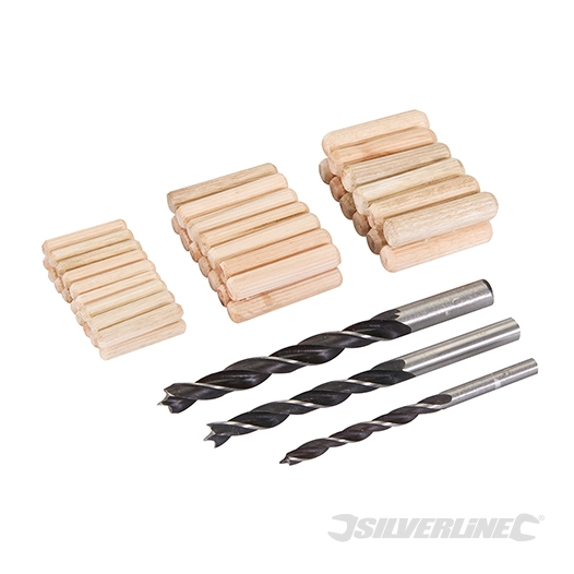 Silverline - Chevilles et mèches à bois, 47 pcs - 6, 8 et 10 mm