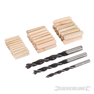 Silverline - Chevilles et mèches à bois, 47 pcs - 6, 8 et 10 mm