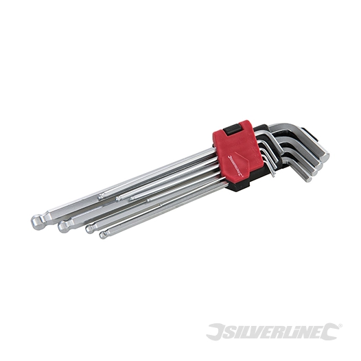 Silverline - Clés hexagonales à tête sphérique Expert, 9 pcs - 1,5 - 10 mm