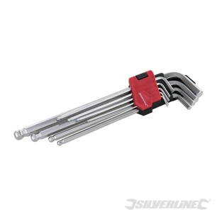 Silverline - Clés hexagonales à tête sphérique Expert, 9 pcs - 1,5 - 10 mm