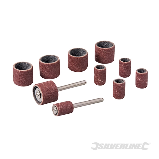 Silverline - Tambours de ponçage, 12 pcs - 6,35 mm (1/4'') et 12,70 mm (1/2'')