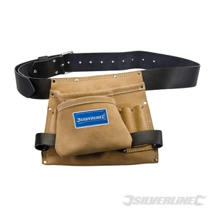 Silverline - Ceinture-sacoche en daim et cuir à outils/clous, 8 poches - 260 x 230 mm