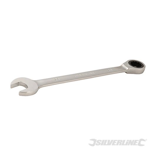 Silverline - Clé mixte à cliquet et tête droite - 24 mm