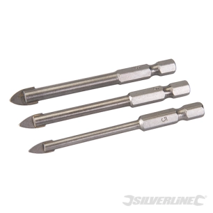 Silverline - Forets 6 pans pour carrelage et verre, 3 pcs - 5, 6 et 8 mm