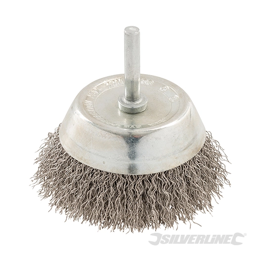 Silverline - Brosse boisseau rotative en acier inoxydable - 75 mm