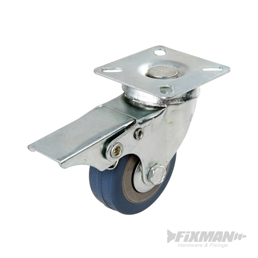 Fixman - Roulette pivotante en caoutchouc avec frein - 50 mm - 50 kg