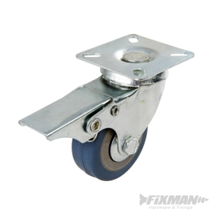 Fixman - Roulette pivotante en caoutchouc avec frein - 50 mm - 50 kg