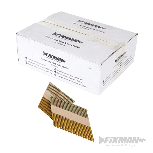 Fixman - Clous annelés galvanisés, 2 500 pcs - 3,1 x 90 mm