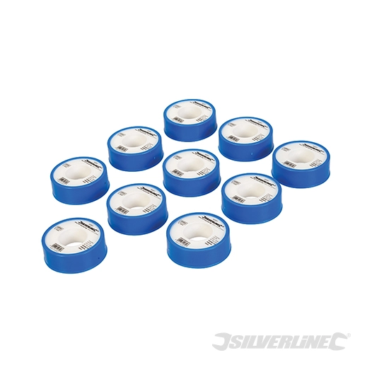 Silverline - Rubans d'étanchéité PTFE blancs, 10 pcs - 12 mm x 12 m
