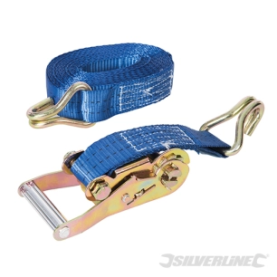 Silverline - Sangle d'arrimage avec crochet en J - 6 m x 38 mm - Testé 750 kg, Rupture 1 500 kg
