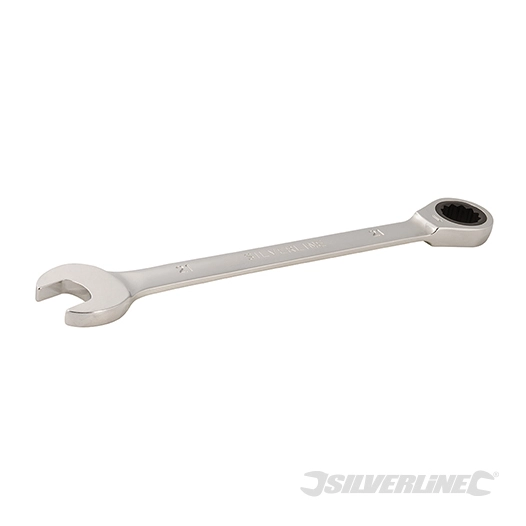 Silverline - Clé mixte à cliquet et tête droite - 21 mm