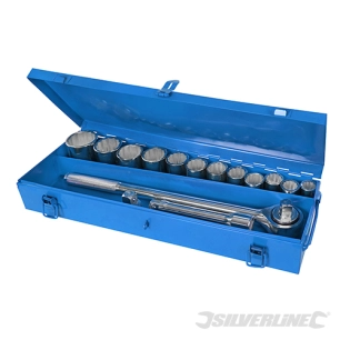 Silverline - Coffret clés et douilles métriques 3/4'', 15 pcs - 15 pcs