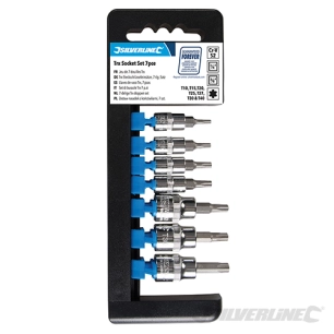 Silverline - Douilles T10 - T40 avec entraînement 1/4'' et 3/8'', 7 pcs - T10 - T40