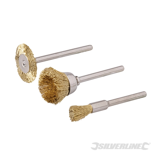 Silverline - Brosses en laiton pour outil rotatif, 3 pcs - ø 5, 15, 20 mm