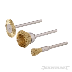 Silverline - Brosses en laiton pour outil rotatif, 3 pcs - ø 5, 15, 20 mm