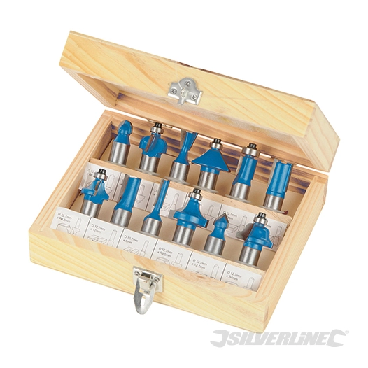 Silverline - Fraises à défoncer TCT 1/2'', 12 pcs - 1/2''