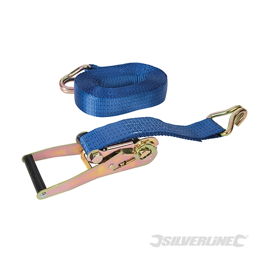 Silverline - Sangle d'arrimage avec crochet en J - 8 m x 50 mm - Testé 1 300 kg, Rupture 2 600 kg