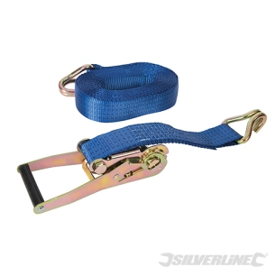 Silverline - Sangle d'arrimage avec crochet en J - 8 m x 50 mm - Testé 1 300 kg, Rupture 2 600 kg