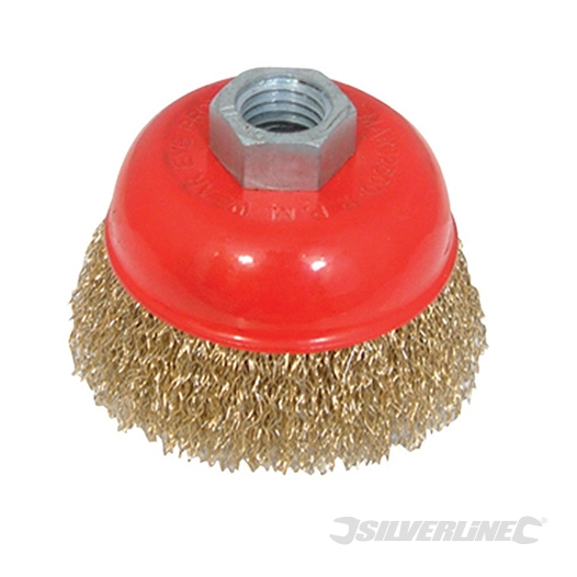 Silverline - Brosse boisseau à fils d'acier laitonnés ondulés - 75 mm