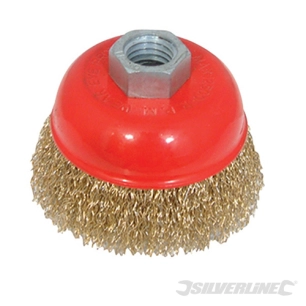 Silverline - Brosse boisseau à fils d'acier laitonnés ondulés - 75 mm