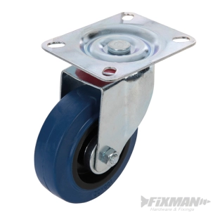 Fixman - Roulette pivotante en caoutchouc - 100 mm - 140 kg - Bleue