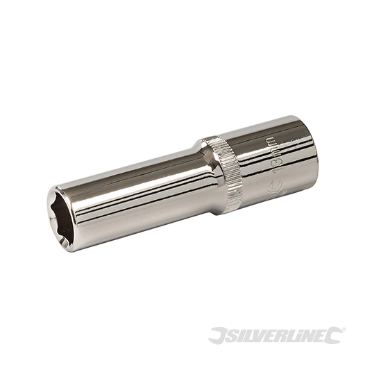 Silverline - Douille métrique profonde 1/2'' avec entraînement à 6 pointes - 13 mm