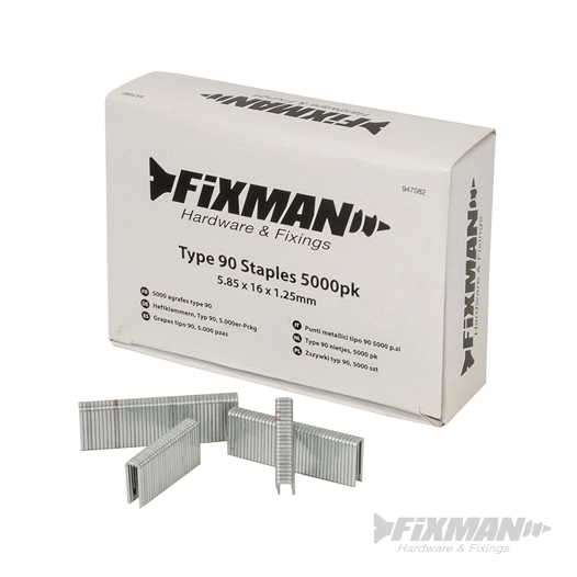 Fixman - Agrafes type 90, 5 000 pcs - 5,80 x 16 x 1,25 mm