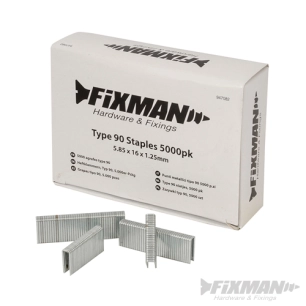 Fixman - Agrafes type 90, 5 000 pcs - 5,80 x 16 x 1,25 mm