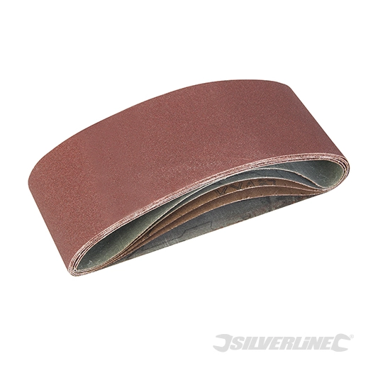 Silverline - Bandes abrasives 75 x 457 mm, 5 pcs - Grains : 40, 60, 2 x 80 et 120