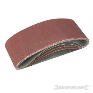 Silverline - Bandes abrasives 75 x 457 mm, 5 pcs - Grains : 40, 60, 2 x 80 et 120