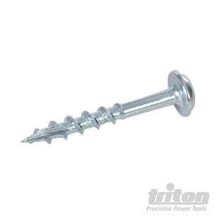 Triton - Vis en zinc pour perçages dissimulés, fausse rondelle, filetage grossier - 100 vis numéro 8 x 1-1/4''