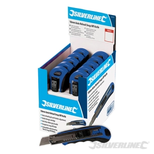 Silverline - Cutters à lame sécable auto-rechargeables 18 mm, présentoir 10 pcs - 10 pcs
