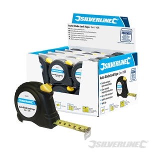 Silverline - Présentoir de mètres rubans autobloquants - 30 pcs, 3 m x 16 mm