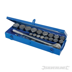 Silverline - Coffret clés et douilles métriques 3/4'', 21 pcs - 21 pcs