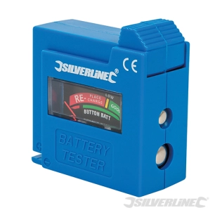 Silverline - Testeur de piles compact - AAA, AA, C, D, 9 V, LR1, A23 et bouton