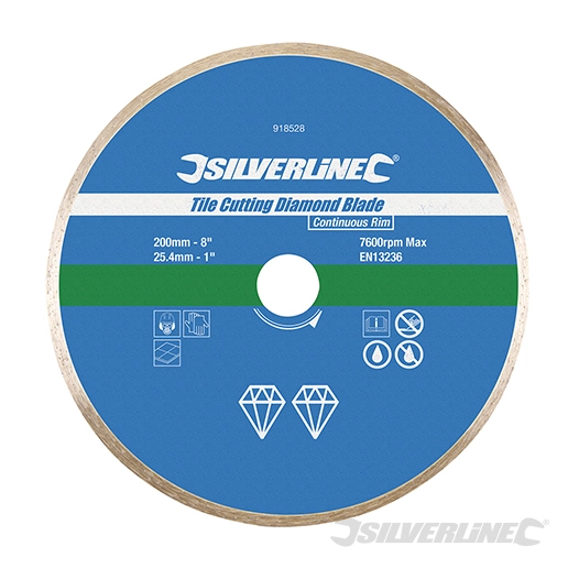 Silverline - Disque diamant pour carreaux - 200 x 25.4 mm à bordure continue