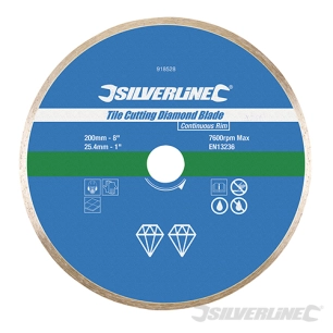 Silverline - Disque diamant pour carreaux - 200 x 25.4 mm à bordure continue