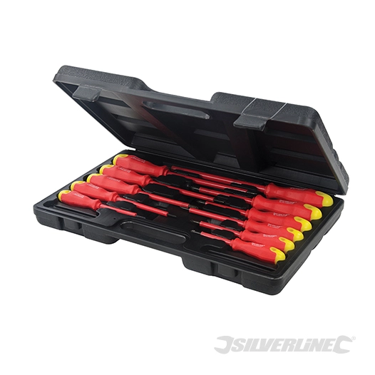Silverline - Tournevis isolés avec manche caoutchouté, coffret 11 pcs - 11 pcs