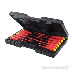Silverline - Tournevis isolés avec manche caoutchouté, coffret 11 pcs - 11 pcs