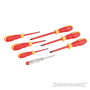 Silverline - Tournevis d'électricien VDE à poignée caoutchoutée, 7 pcs - 7 pcs