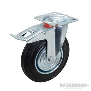 Fixman - Roulette pivotante en caoutchouc - 200 mm - 200 kg