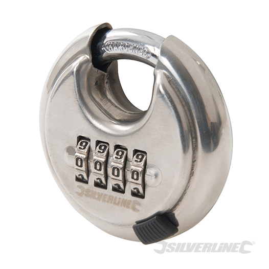 Silverline - Cadenas avec combinaison à 4 chiffres en acier inoxydable - 70 mm