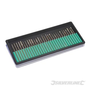 Silverline - Fraises diamantées à ébavurer, 30 pcs - Tige de 2,35 mm