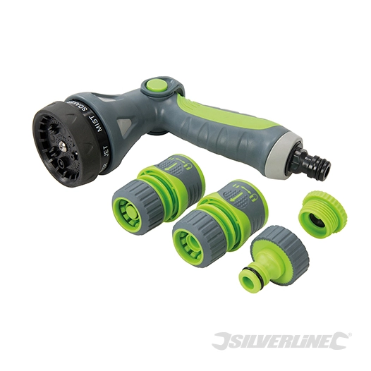 Silverline - Pistolet d'arrosage et raccords rapides, 5 pcs - 5 pcs
